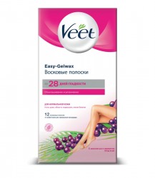 Восковые полоски для депиляции, Veet (Вит) №12 для нормальной кожи технология Изи-Гельвокс